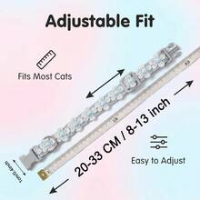 1/2 Adjustable Pet Collar With Star Decor Bell, Suitable For Cats And Small Dogs, Floral Decoration - Multicolor - View 3