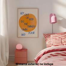 1 pieza de inspiración vintage "¡Levántate de la cama y vive tu propia vida!" Póster Artístico con Frases - Decoración de Pared en Lienzo para Dormitorio, Sala de Estar u Oficina - Diseño Estético Motivacional con Círculo Naranja - Regalo Ideal para Inauguración de Casa, Decoración de Pared para Dormitorio |   Cita Motivacional |   Estilo Clásico, Decoración de Pared - negro - Ver 4