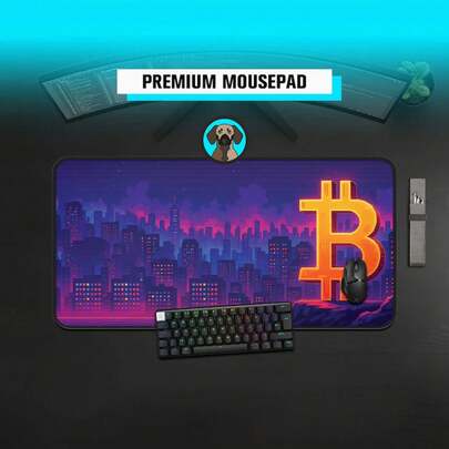 Premium Pixel Bitcoin Mousepad |   Crypto Trading Desk Mat |   Vaporwave City Gaming Pad |   Synthwave Art XL Playmat |   Blockchain Trader Gift