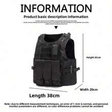 适用于气枪/彩弹射击的军用战术背心，MOLLE模块化系统战争游戏作战背心 - 彩色 - 查看 6