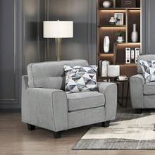 Durable Chenille Fabric Sofa W Decorative Pillows Blue Contemporary Living Room Furniture 1pc On-Site - 灰色 + 合板 + 現代風格 + 6 座 - 查看 3