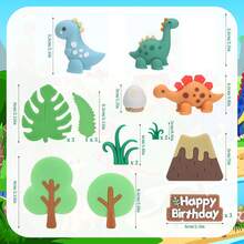 恐龙蛋蛋糕装饰，恐龙蛋，树叶，火山蛋糕装饰，适合朋友的生日，恐龙动物主题派对用品，为您的朋友举办难忘的派对，也可以作为送给恐龙迷和朋友的小礼物！ - 彩色 - 查看 21