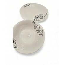 Black And White Porcelain Set, 24 Pieces, Plates Decorated With Flowers - Black and White - View 4