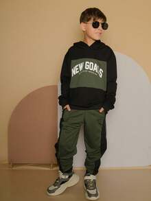 Boys' Winter Set - New Release - Fleece Mid-Season Tracksuit And Pants - Fits Ages 2 To 12 - 綠黑 - 查看 5