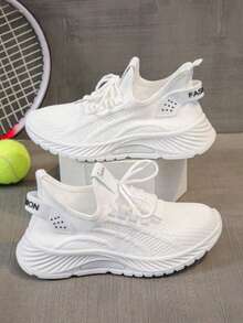 Women's Lightweight Breathable Casual Sports Shoes, Comfortable Running Fitness Sneakers, White Versatile Sneakers Suitable For All Seasons - 白色 - 查看 6