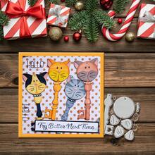 创意猫咪钥匙模具，DIY剪贴簿相册和压花模板，贺卡制作工具，卡片纸切割工艺品，礼品卡制作模板模切。 - 銀色 - 查看 4