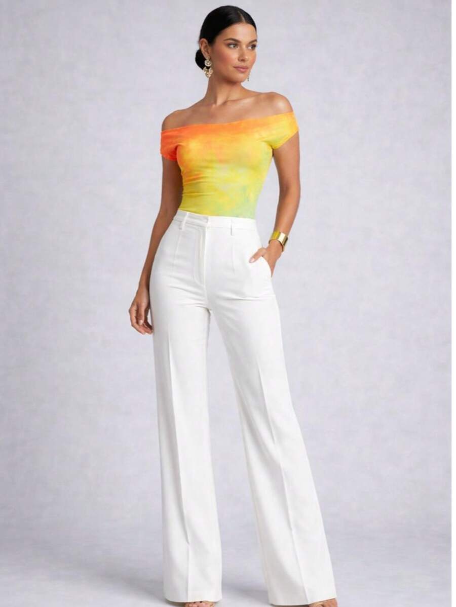 Women's Off-Shoulder Blouse In Premium Supplex Fabric – Elegance - 彩色 - 查看 1
