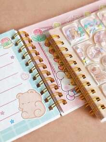 1pc Capybara Liquid Glitter Spiral Notebook, Attractive For Elementary Students, Random Style, Back To School Gift - A - View 5
