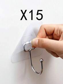 30pcs 33lbs(Max) Transparent Reusable Kitchen Curtain Hooks, Bathroom Towel Hooks, Heavy Duty Self-Adhesive Wall Hooks For Damage-Free Mounting - One Size Fits All - View 11