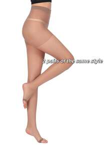 1双女士性感露趾超薄连裤袜，踩脚裤袜 - 咖啡棕 - 查看 4