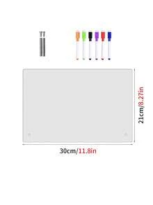 1套透明桌面展示板（含6支白色马克笔）干擦白板磁性板备忘板创意家用白板 - 多色 - 查看 11
