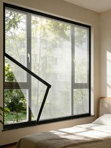 Invisible Black Fiberglass Mosquito & Fly Proof Window Screen, Breathable Mesh Net Curtain - Black Border Surround - View 3