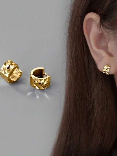 BALMORA 1 Pair S925 Sterling Silver Fashionable Geometric Circle Minimalist Earrings, Suitable For Women's Daily Wear, Great Gift For Valentine's Day, Mother's Day And Other Holidays