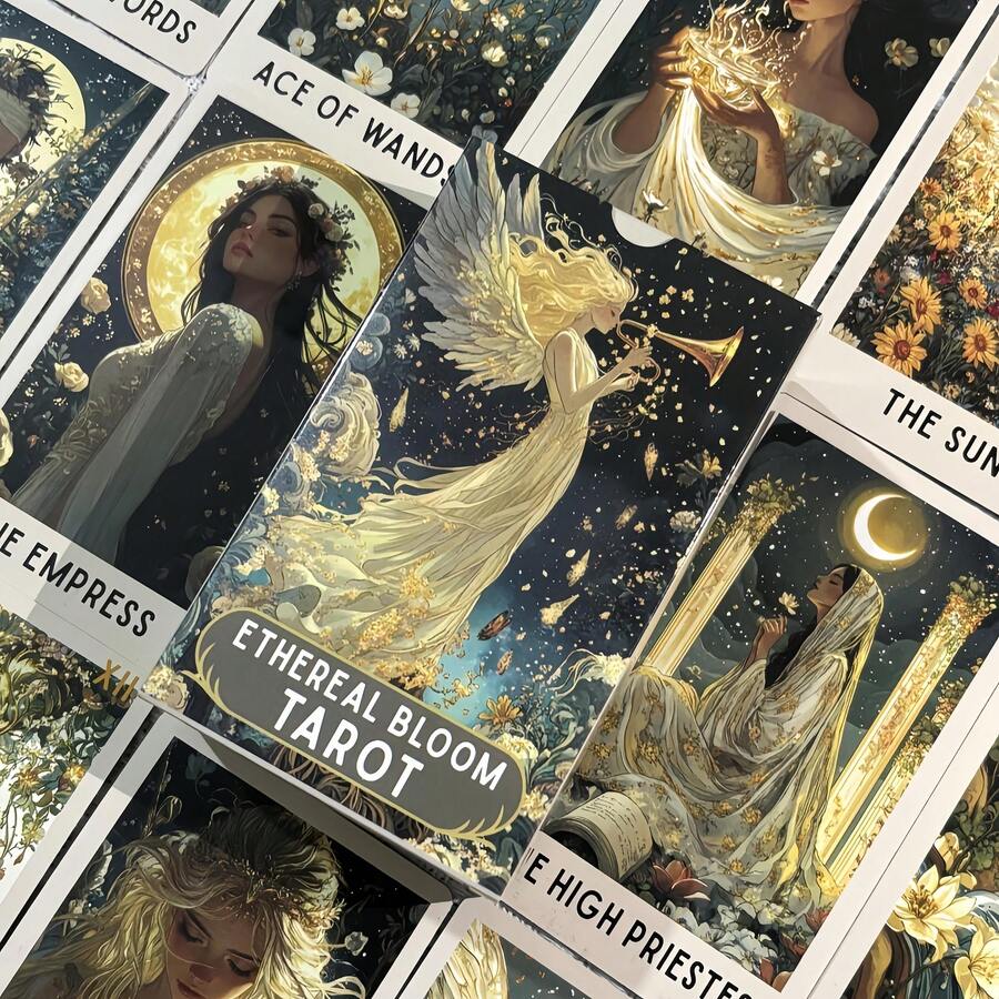 [Enchanted Bloom] Tarot, Ethereal Waite Tarot Deck, Full Set Of 78 Cards For Beginners And Novices, Traditional And Universal - Multicolor - View 1