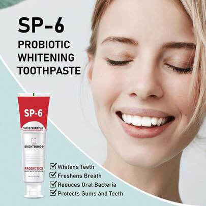 Sp-6 Probiotics Whitening & Brightening Toothpaste - Sp6 Ultra Tooth Paste Enhanced Probiotic Formula Deep Cleaning Breath Dental Gum Oral Microbiota Strength Enamel Care (2-Pack)