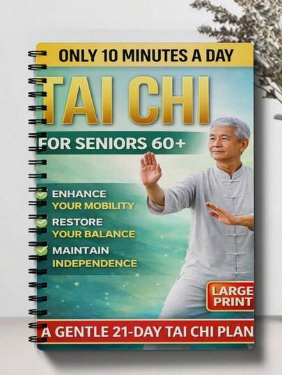 Tai Chi Practice Manual Suitable For Elderly And Beginners: Spiral-Bound Design, Includes Progressive Daily Practice Plan, Gentle Tai Chi Movements, And Step-By-Step Training Pages, Suitable For Fitness Classes And Daily Exercise.