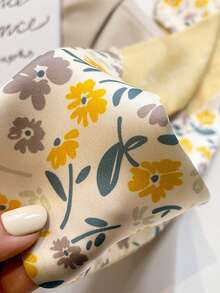 4pcs Floral Print Elegant Casual Polyester Chiffon Long Scarf Hair Band Ribbon Headband,Vintage French Style,Hair Accessories For Women - Multicolor - View 10