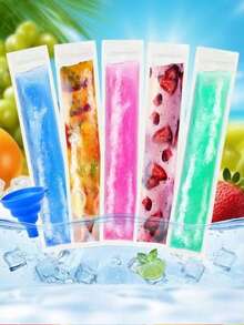 50pcs Popsicle Bags, Juice, Smoothie, Ice Cream, Fruit Ice Cream Popsicle Bags, Resealable Homemade Ice Cream And Food Packaging Bags, Party Kitchen Gift Bags, Disposable Lollipop Ice Bags, Crushed Ice Bags And Self-Sealing Clear Lollipop Ice Bags - Essential For A Cool Summer - Transparent - View 2
