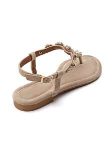 Sandalplattform med dekorationer för brudar och pierres colorées - Beige 9803 - Visa 4