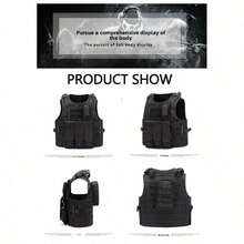 适用于气枪/彩弹射击的军用战术背心，MOLLE模块化系统战争游戏作战背心 - 彩色 - 查看 10