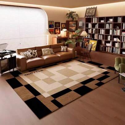 1 tấm thảm kẻ caro nâu cổ điển trang nhã, thảm trang trí phòng, thảm trang trí nhà cửa, thảm trải ghế sofa, thảm trang trí phòng ngủ, thảm nhỏ, thảm thời trang hiện đại sáng tạo, thảm phòng khách, thảm phòng ngủ, thảm ngoài trời, thảm có thể giặt, quà tặng cho bé trai và bé gái, thảm Lễ Tạ ơn, mềm mại và có thể giặt máy, thích hợp cho phòng khách, văn phòng, quán cà phê và trang trí ban công.