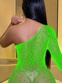 Đồ lót gợi cảm cho nữ, áo liền thân tay dài lưới, họa tiết da báo, bộ đồ liền thân khoét lỗ, áo khoác ngoài bikini. - Quả xanh - Xem 3