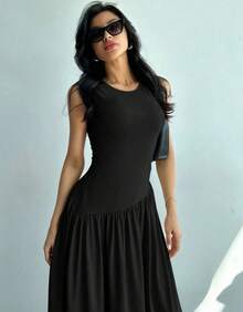 Women's Sleeveless Long Dress, Elegant, Asymmetrical, Casual, Evangelical Fashion - 黑色 - 查看 7