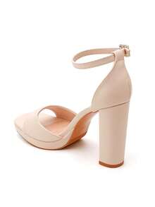 Sandales à Talons Bloc et Plateformes à Bride de Cheville - 米色 - 查看 3