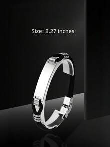 Customizable Spring/Summer New Silicone Stainless Steel Bracelet With Steel Tag, Can Be Personalized With Engraved Text, Titanium Steel Bracelet. Minimalist, Fashionable, Elegant, Suitable As Gift. - Multicolor - View 5