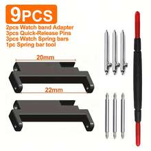 实用型 2 件套手表工具表带连接器金属适配器，18mm、20mm、22mm 可互换，6 个快拆销连接器，多种备用方案，附赠 1 个专用拆装工具 - 彩色 - 查看 23