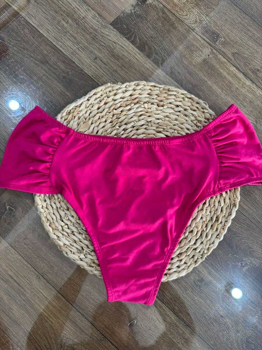 High-Waisted Bikini Bottom With Side Draping, Borbo Plus Brand – Buy 1 Get 2 | Women's Casual Beachwear, Beachwear, Vacation - 玫瑰 - 查看 1