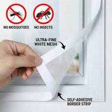 Invisible Black Fiberglass Mosquito & Fly Proof Window Screen, Breathable Mesh Net Curtain - White Surround - View 2