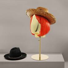SENDERPICK Mannequin Head With Stand Head Circumference 52cm Tabletop Mannequin Head With Adjustable Height Stand - Gold - 查看 7