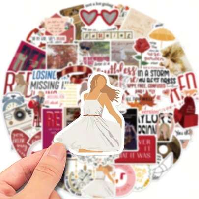 50 Stickers Featuring Concert Lyrics, Singers, And Music Perfect For Decorating Laptops, Phones, Notebooks, Water Bottles, Helmets, Guitars, And Luggage