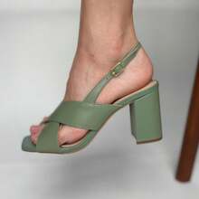 Lusarah Women's Sandal In Genuine Leather | 8 Cm Heel | Comfortable - 綠色 - 查看 9