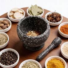 Mortar And Pestle Set Guacamole Bowl Shell Garlic Pepper Press Grinder Crusher Mix ﻿ - Black - View 3
