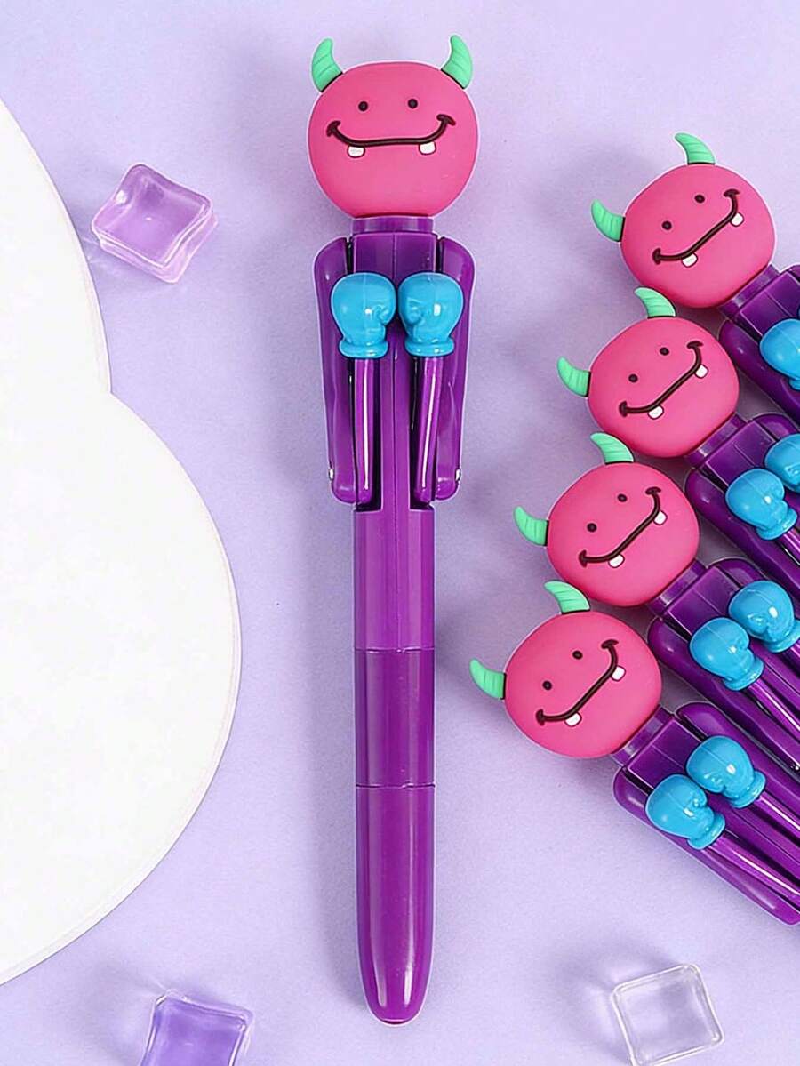 1pc/3pcs/6pcs Creative Stress-Relief Monster Bouncing Gel Pen 0.5mm Black Ink Gel Pen Fun Office Pen Student Pen Office/School Supplies - Boxing Style - View 1