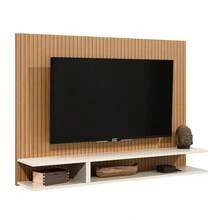 Suporte Para TV Painel Quarto Sala TV Até 50 Polegadas Milão Com Prateleira Nicho - Caramelo - Visão 4