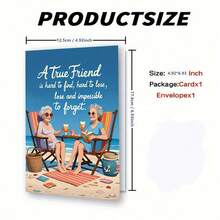 1张正品生日贺卡 | 高品质纸张，含信封，海滩风景图案，描绘老年妇女，并附有励志名言，是生日、友谊日或感恩节的理想礼物。 - 18*13厘米 - 查看 2