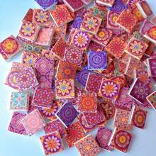 150克/5.29盎司曼陀罗花卉图案夜光马赛克玻璃装饰品，3D精美马赛克瓷砖，多种颜色和图案可选，适用于家居、庭院、楼梯、花园装饰、DIY工艺品、艺术花卉图案，夜光效果带来独特的视觉冲击，DIY马赛克工艺套装 - 新夜光 - 查看 8