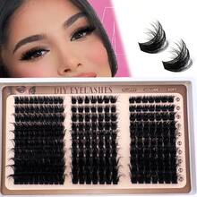 240pcs Russian Eyelash Extension Kit 100D+120D+160D/Lash Individual 3D Curl Lash Clusters Thick & Fluffy Lash Bundles 10-18MM DIY Eyelash Extension, Natural Soft Eyelash Extension Makeup, Reusable Individual Segment False Lashes, Suitable For Daily Makeup, Wedding, Date, Party, Music Festival And Halloween - D - View 7