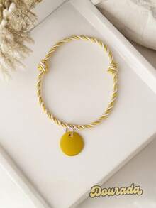 Adjustable Braided Rope Collar With ID Tag For Dogs And Cats - Gold - View 1