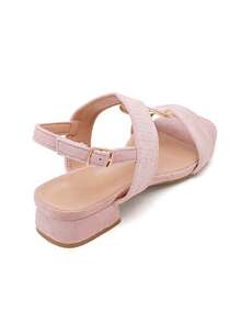 Sandales à petit talon carré avec bride tressée et boucle décorative - 粉紅色 3888 - 查看 4