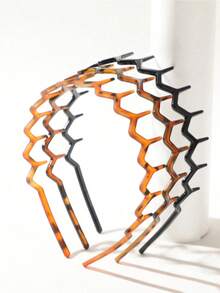 2pcs/3pcs/4pcs Fashion Non-Slip Headbands, Glossy Black And Leopard Print Combination, Stylish Headband With Teeth Wave Design, Home Skincare Headband, Suitable For Daily Face Washing Or Makeup - Multicolor - View 17