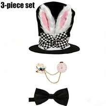 3pcs Easter Bunny Costume Set - Plush White Rabbit Top Hat, Pocket Watch, Bow Tie, No Battery Required - Ideal For Easter, Halloween And Christmas Party Dress Up - Multicolor - View 9