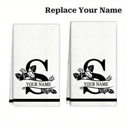 Name Letter Personalized Name Towel Bathroom Towel Hand Towel Scouring Pad Washable Face Wipeable Hand Soft And Delicate No Shedding Suitable For Bathroom, Kitchen, Living Room, Etc. Christmas Gift Birthday Gift, Perfect Personalized Gift