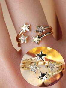 1枚女士开口锆石戒指，日常佩戴饰品，节日礼物 - 戒指 - 查看 5