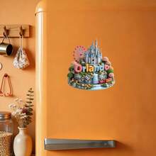 A Slice Of Theme Park Magic: Orlando Magnet With Raised Relief Castles & Rides, Joyful Details Capturing The Spirit Of Fun – Fridge-Ready Adventure - A - View 5