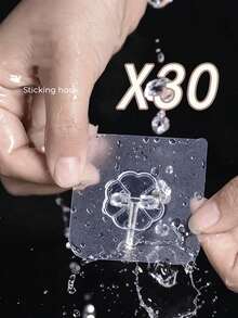 Móc treo tường trong suốt, chống thấm nước, có thể tái sử dụng, không mối nối, thích hợp sử dụng cho mục đích nặng nhọc trong nhà bếp, phòng tắm, văn phòng. - trong suốt - Xem 15