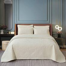 3pcs/Set Grey Butterfly Double-Sided Quilted Bedspread (1 Bedspread, 2 Random Pillowcases, No Pillow Inserts), High-End & Elegant, Suitable For Hotels, Guest Rooms, Bedrooms, Super Soft, All-Season - Beige - View 14